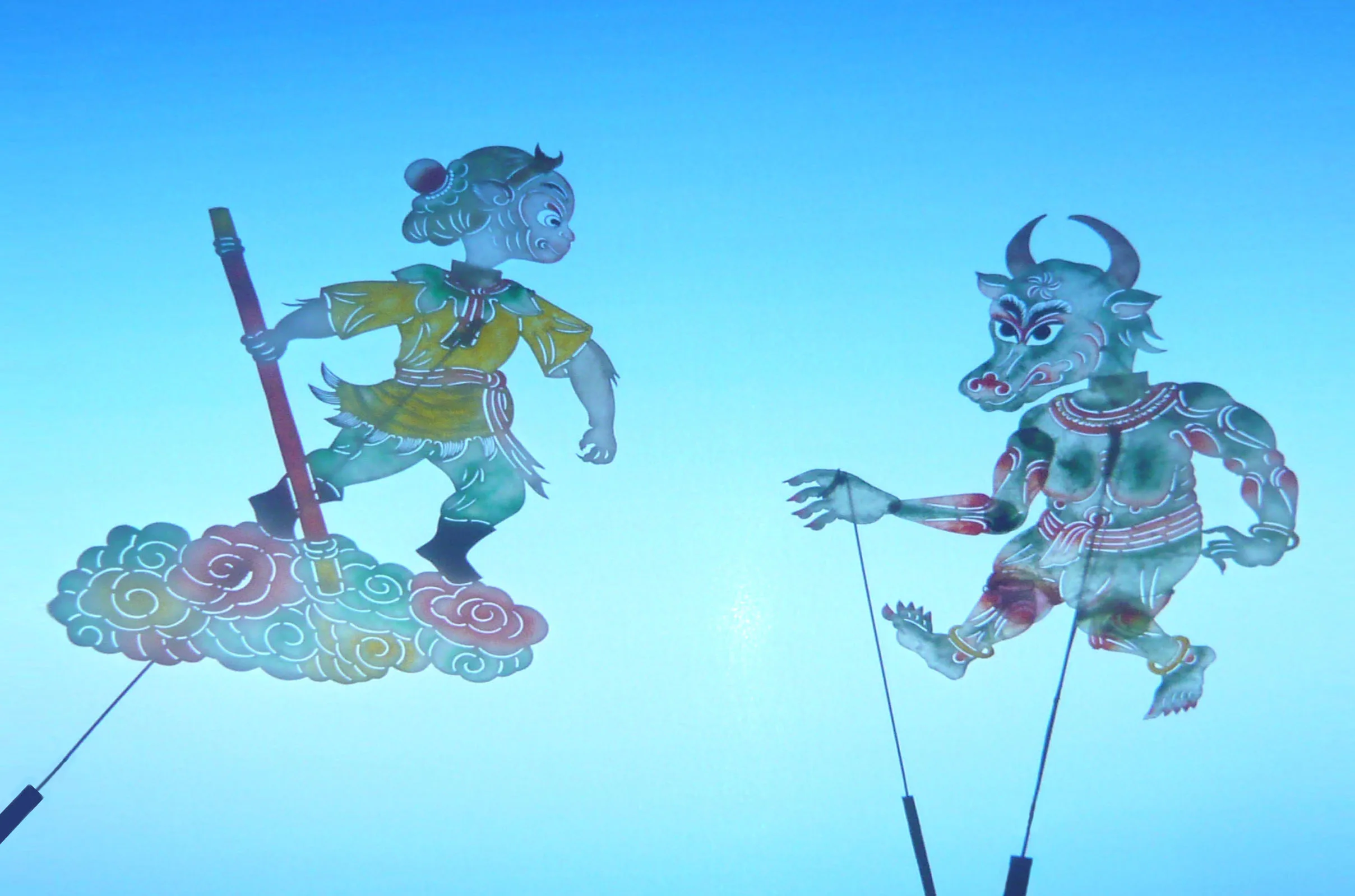 Les Aventures du Roi Singe - ombres-chinoises en cuir découpé